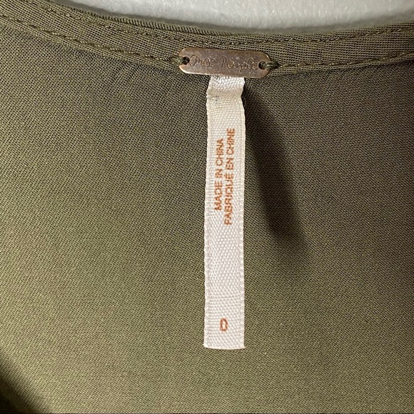 Free People Tank Military Style Dress Olive Green - Picture 4 of 5